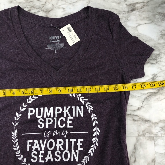 Pumpkin Spice Purple V-Neck Graphic Tee T-shirt - Picture 4 of 6